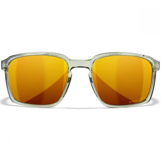 Wiley X WX Alfa Glasses - Captivate Polarized Bronze Mirror Lenses / Gloss Crystal Light Olive/Grey