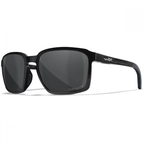 Wiley X WX Alfa Glasses - Captivate Polarized Grey Lenses / Gloss Black Frame