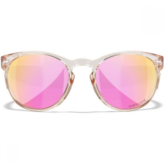 Wiley X WX Covert Glasses - Captivate Polarized Rose Gold Lenses / Gloss Crystal Blush Frame