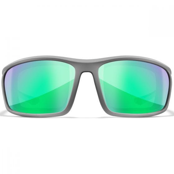 Wiley X WX Grid Glasses - Captivate Polarized Green Mirror Lenses / Matte Cool Grey Frame