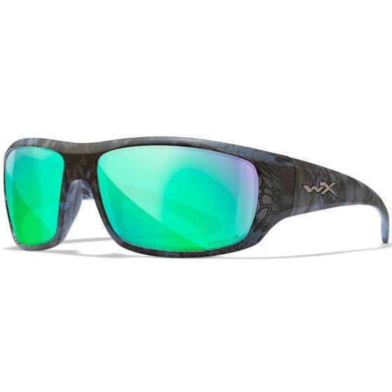 Wiley X WX Omega Glasses - Captivate Polarized Green Mirror Lens / Kryptek Neptune Frame