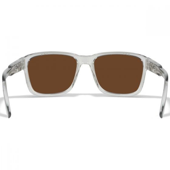 Wiley X WX Trek Glasses - Captivate Polarized Green Mirror Lenses / Gloss Crystal Light Grey Frame