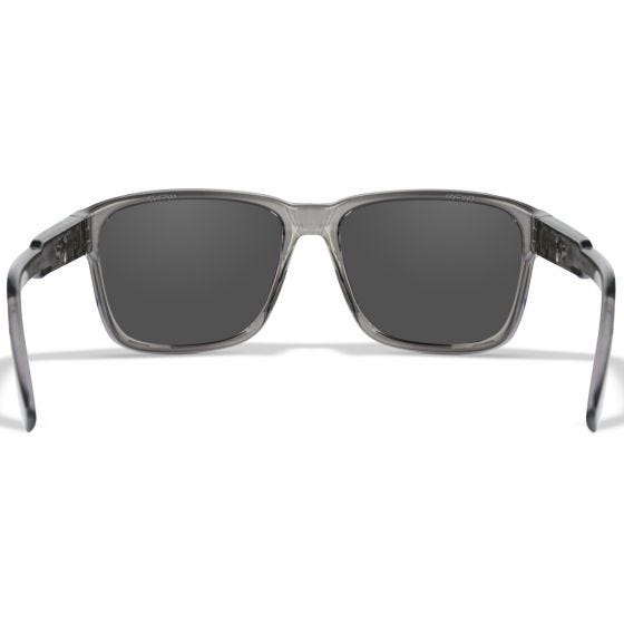 Wiley X WX Trek Glasses - Captivate Polarized Blue Mirror Lenses / Gloss Crystal Dark Grey Frame