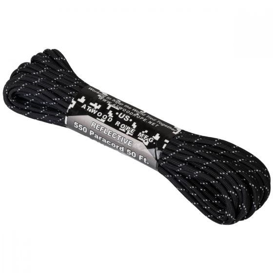 Atwood Rope 50ft 550 Reflective Paracord Black