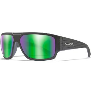 Wiley X WX Vallus Glasses - Polarized Emerald Mirror Lens / Matte Black Frame
