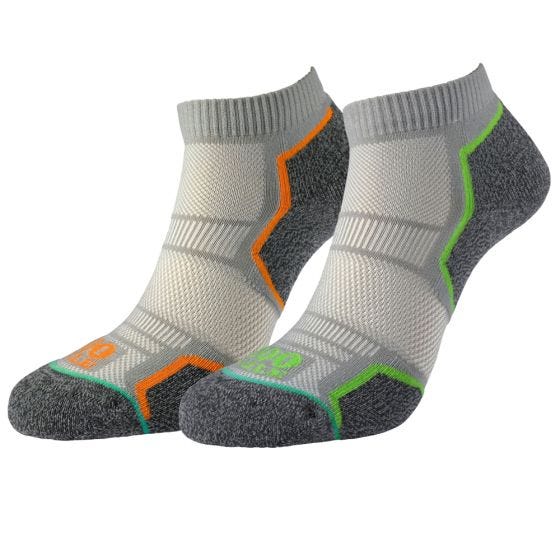 1000 Mile Run Anklet Repreve Single Layer Socks 2 Pack Silver/Grey