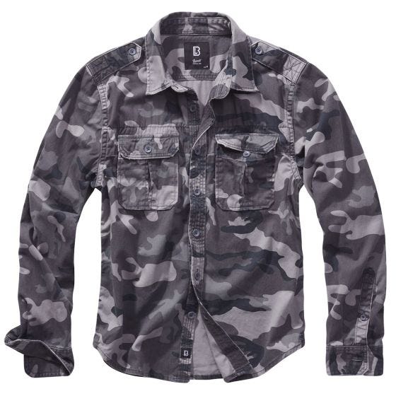 Brandit Vintage Shirt Long Sleeve Grey Camo