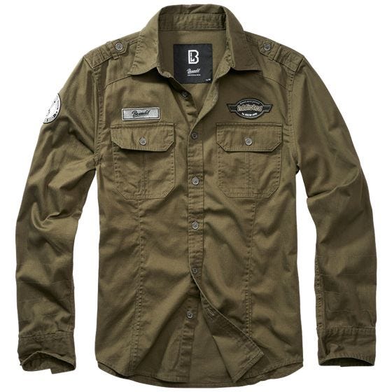Brandit Luis Vintage Shirt with Badges Olive