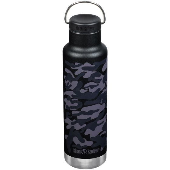 Klean Kanteen 592ml Classic Vacuum Insulated Bottle Loop Cap Black Camo