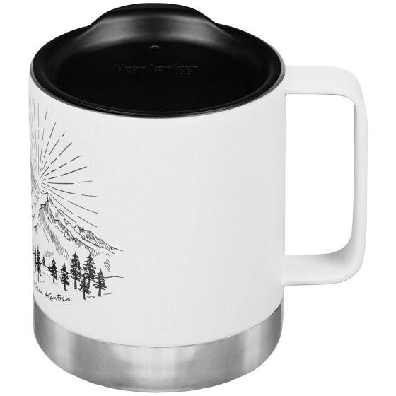 Klean Kanteen 355ml Insulated Camp Mug w/Tumbler Lid Mountain-Matte White