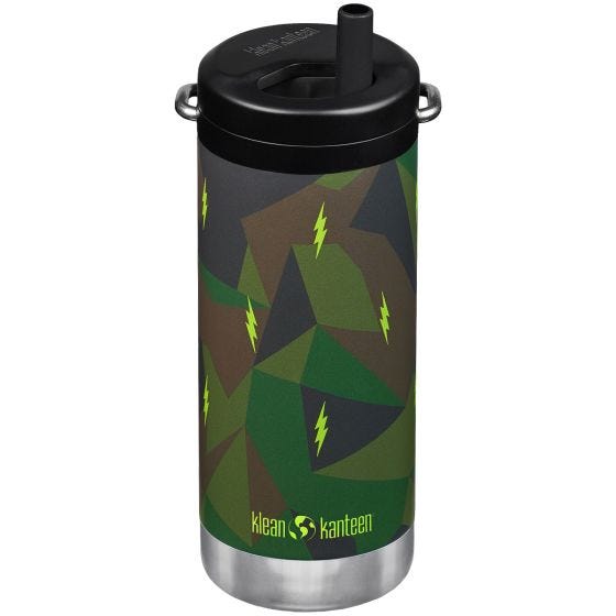 Klean Kanteen TKWide 355ml Insulated Bottle Twist Cap w/Straw Electric Camo