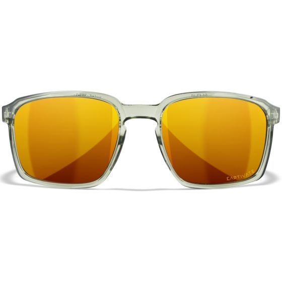 Wiley X WX Alfa Glasses - Captivate Polarized Bronze Mirror Lenses / Gloss Crystal Light Olive/Grey