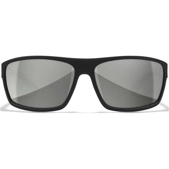 Wiley X WX Peak Glasses - Silver Flash Lenses / Gloss Black Frame