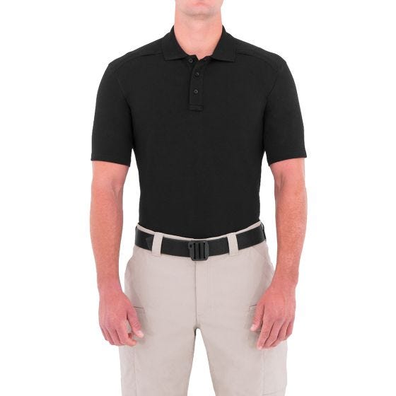 First Tactical Men's Cotton Short Sleeve Polo with Pen Pocket Black