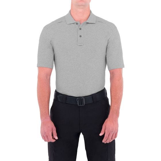 First Tactical Men's Cotton Short Sleeve Polo with Pen Pocket Heather Grey