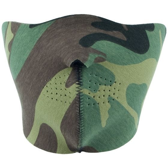 Mil-Tec Reversible Neoprene Half Face Mask Black / Woodland